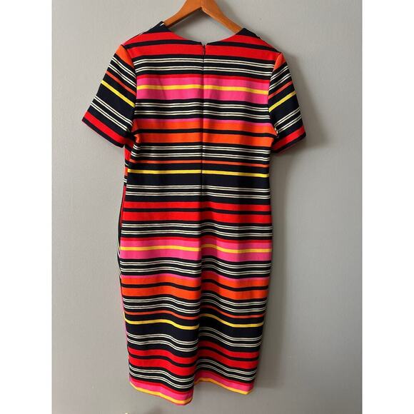 Cato Women’s Striped Fit & Flare Dress Size 16 Multicolor Short Sleeve V-Neck - Picture 3 of 5